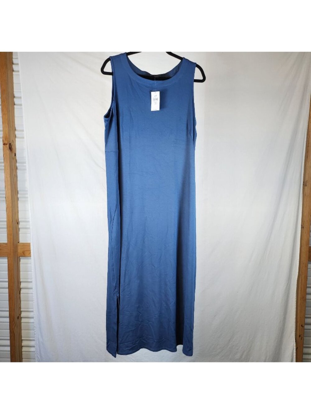 J Jill Wearever Knit Sleeveless Dress 1X Maxi Ocean Blue Comfy Stretch Beachy